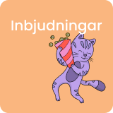 Illustration av POP-katten med inbjudningar.